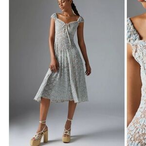 Kimchi Blue Iris Lace Floral Midi Dress LAVENDER